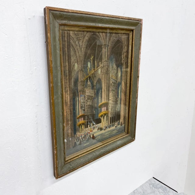 Henry Thomas Schafer British Artist, Watercolor on Paper laid on Board of Italian Church Italia Milano Cathedral Framed...