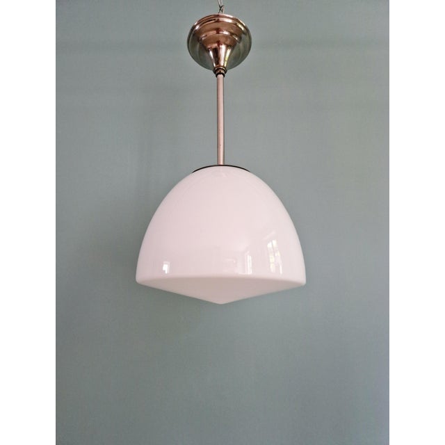 Bauhaus Bauhaus Pendant Light in White Opaline Glass and Chromed Metal from Philips, 1930 For Sale - Image 3 of 11