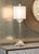 Nickel with cast glass, crystal plinth 35h x 6.5w x 6.5d Shade Dimensions: top(10 (7.5)) bottom(10 (7.5)) side(10 (9))