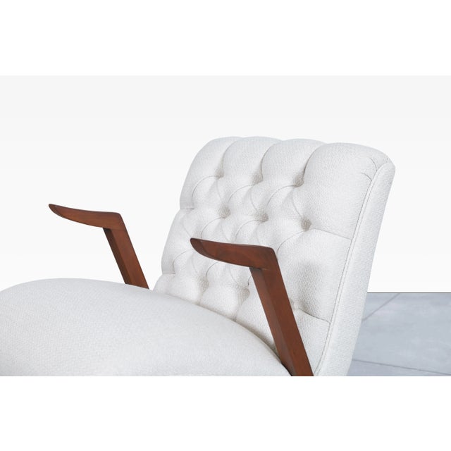 Wood Mid-Century Modern Walnut Lounge Chairs With Floating Armrests, 1950s For Sale - Image 7 of 12