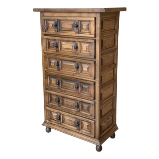 Early 20th Century Catalan Spanish Baroque Carved Walnut Tuscan Chest of Drawers or Nightstand For Sale