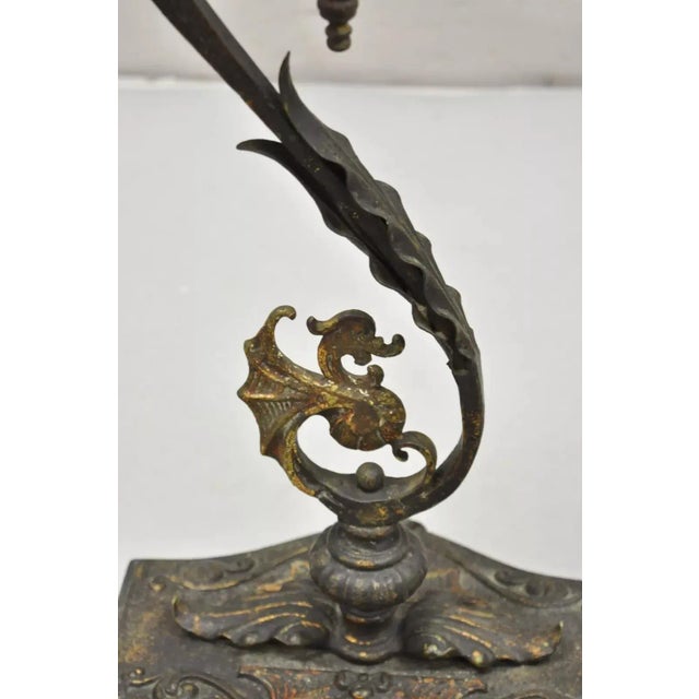 Art Nouveau Antique French Art Nouveau Figural Cast Wrought Iron Ashtray Catch All Stand For Sale - Image 3 of 12