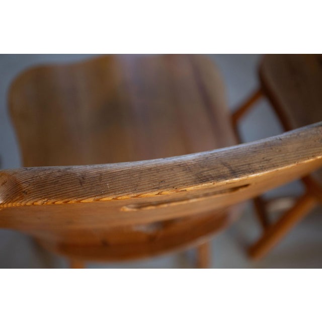 Wood Sculptural Pine Dining Chairs with Keyhole Backs, 1970s, Set of 4 For Sale - Image 7 of 14