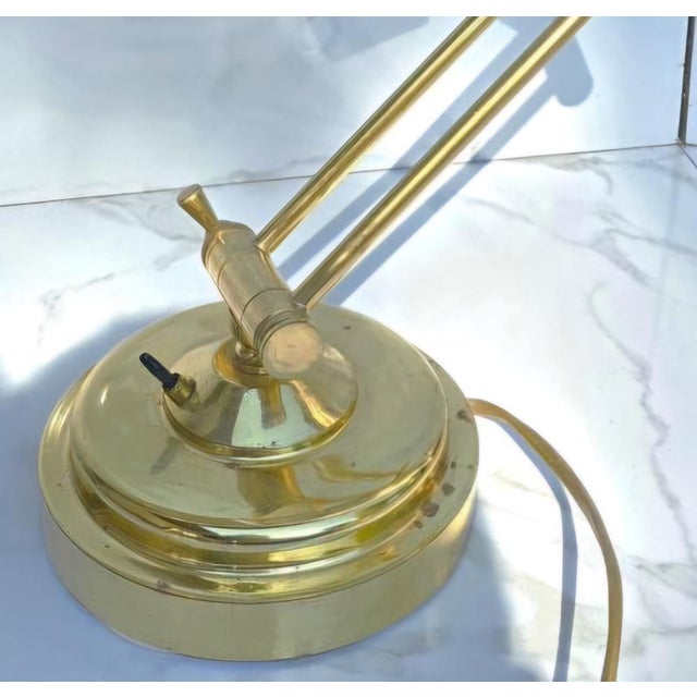 Metal Vintage Sculptural Adjustable Brass Piano Lamp, 1930s For Sale - Image 7 of 8