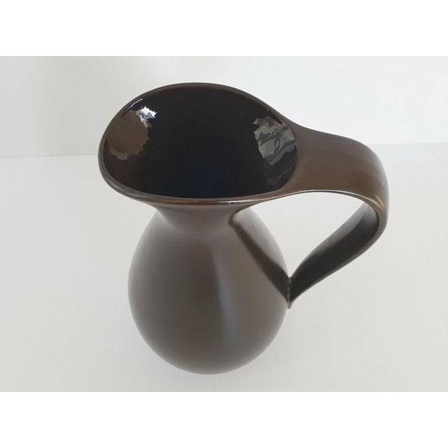 Vintage French Pitcher in Black Ceramic by P.l. Brigitte, 1950s For Sale - Image 3 of 8