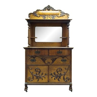 Early 1900s Quarter Sawn Oak Sideboard For Sale