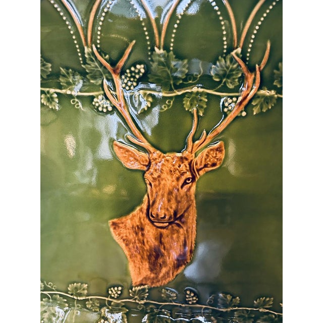 Rectangular Plate with Deer by Bordallo Pinheiro , in New conditions. Designed from 2000 Stamped by Maker