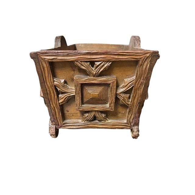 Late 19th Century Late 19th Century Black Forest Carved Wood Jardiniere or Planter With Toby West Tag For Sale - Image 5 of 6