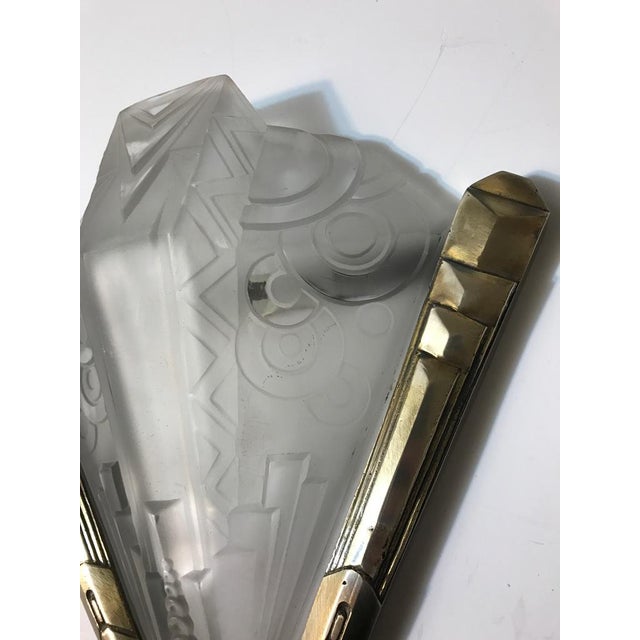 Early 20th Century French Art Deco Geometric Sconces Signed by Muller Frères - a Pair For Sale - Image 5 of 10