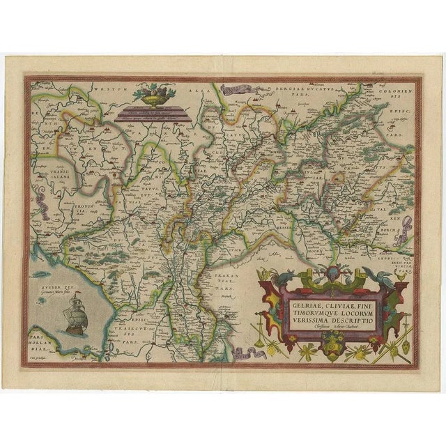 Antique Map of the Province of Gelderland in the Netherlands, 1575 For Sale - Image 3 of 6