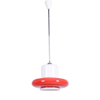 Mid-Century Czech Red Glass Pendant Light attributed to Napako, 1960s For Sale