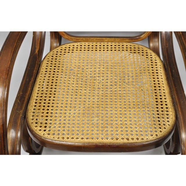 Vintage Mid Century Modern Thonet Style Bentwood & Cane Rocker Rocking Chair (C) For Sale In Philadelphia - Image 6 of 18