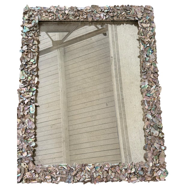 70’s Modern Designer Abalone Seashell Mirror For Sale In Los Angeles - Image 6 of 7
