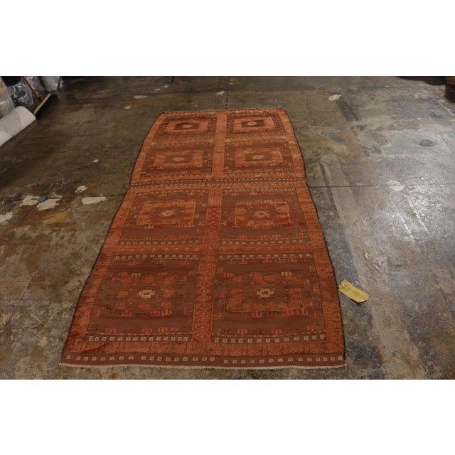 Tribal Vintage Afghan Tribal Kilim in Brown With Geometric Pattern by Rug & Kilim For Sale - Image 3 of 7
