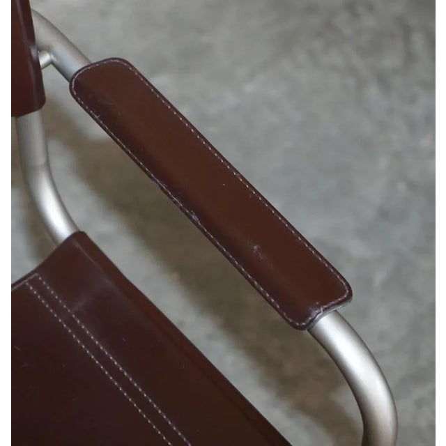 Brown Vintage Leather B34 Armchair by Mart Stam For Sale - Image 8 of 18