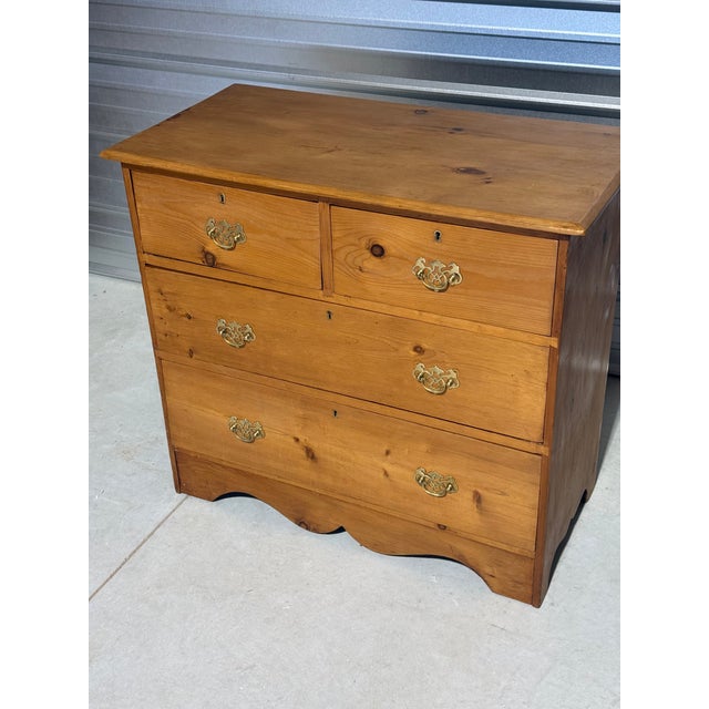 Antique Pine Two Over Two Drawers - Chest of Drawers From England We like the brass handles and the nice shape of the...