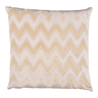 Schumacher Chevron Velvet 20" Pillow in Champagne For Sale