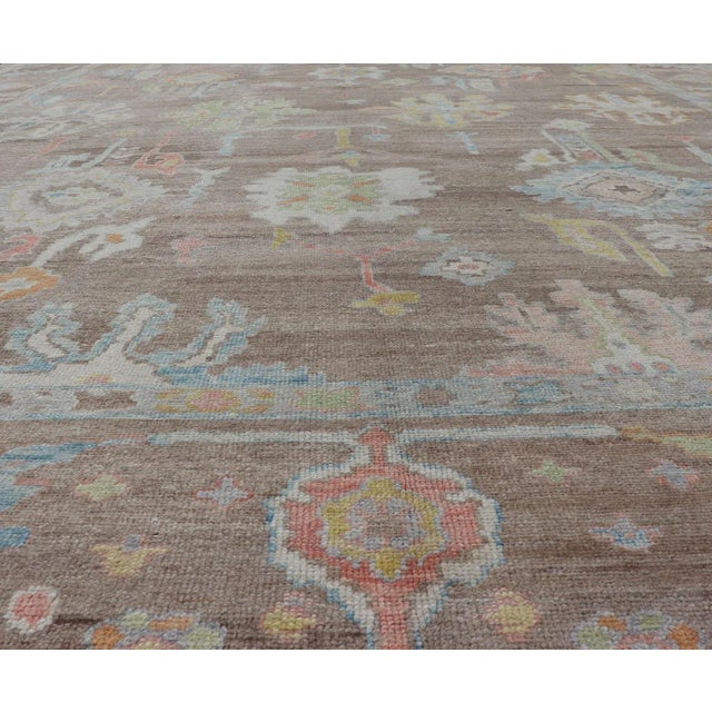 Early 21st Century Keivan Woven Arts Large Oushak Rug Made With Old Wool in Light Brown 13'4 X 17'6 For Sale - Image 5 of 17