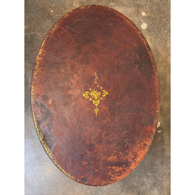 Mid 20th Century English Leather Book Table For Sale - Image 9 of 9