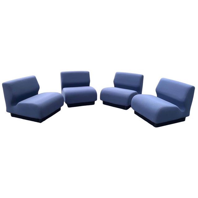 Mid-Century Modern Modular Seating in Cornflower Blue Wool by Chadwick for Herman Miller, 1970s, Set of 4 For Sale - Image 3 of 18