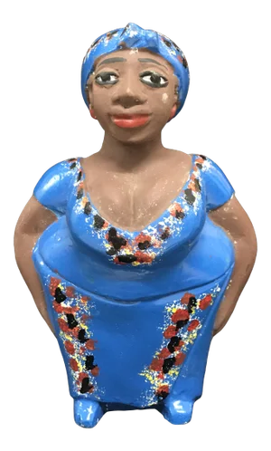African Art Tribal Art Carved Wood and Hand Painted Female Colonial Sculpture