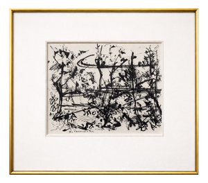 Yves Commere, Abstract Chinese Scene, Ink Drawing on Paper, 20th Century