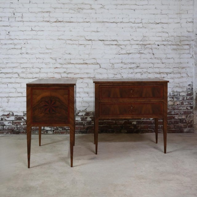 French 19th Century French Walnut Star Inlay Table (Set of 2) For Sale - Image 3 of 7