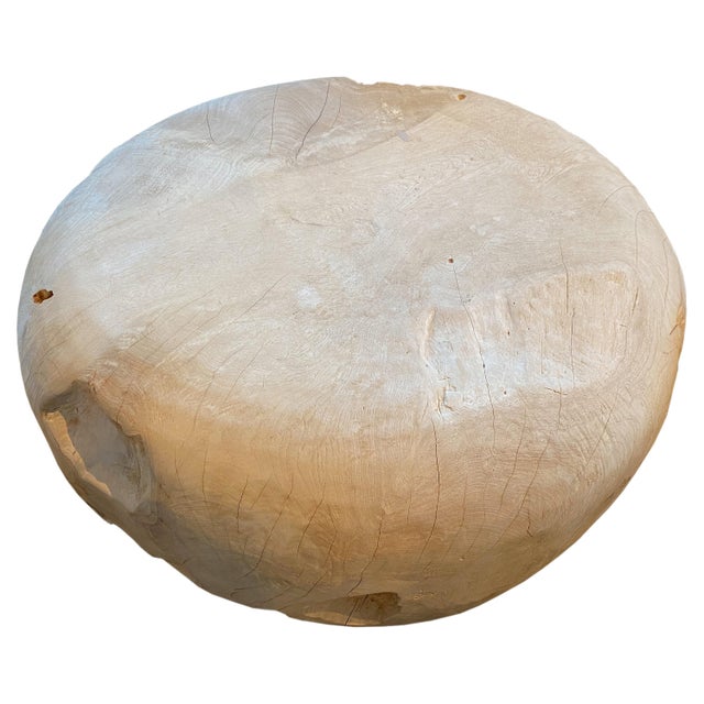 2010s Andrianna Shamaris St. Barts Teak Wood Drum Coffee Table For Sale - Image 5 of 18