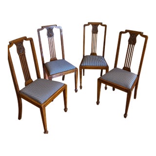 1930s Set of 4 Carved Art Nouveau Chairs For Sale