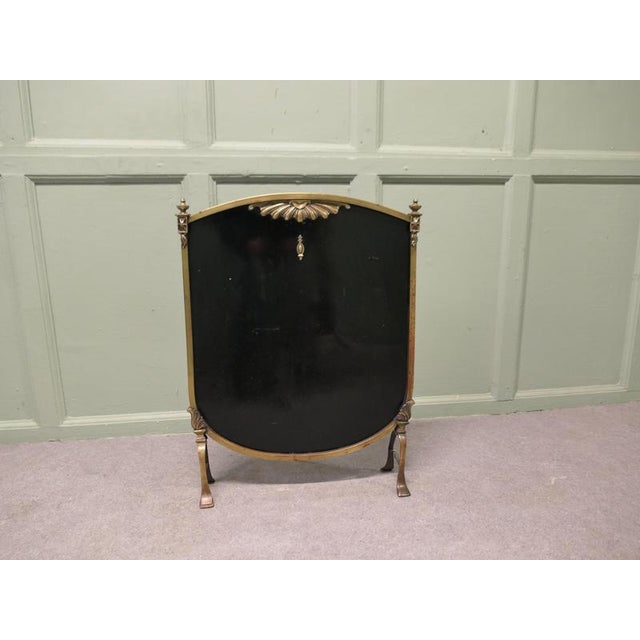 Stylish Art Deco Style Brass and Black Fire Screen This Is a Charming Screen, 1930 For Sale - Image 4 of 7