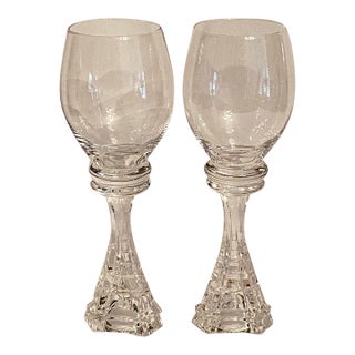 Eiffle Tower Stem Wine Glasses - A Pair For Sale