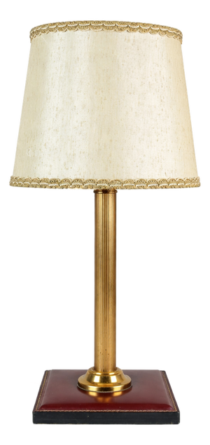 JVintage Brass Desk Lamp with Leather Base, 1950s