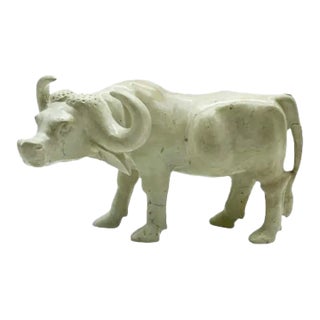 Mid 20th Century Hand Carved Soapstone Cattle Statue For Sale