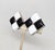 Mid-Century Modern Vintage 1950s Signed Napier Square Silvertone Black & White Resin Checkered Clip Earrings-2 Pieces For Sale - Image 3 of 5
