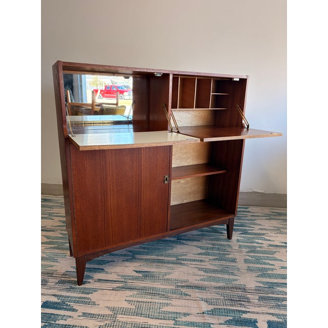 1960s Authentic Vintage British Mid-Century Teak Drop-Front Cabinet Bar Inspired by G Plan For Sale - Image 5 of 13