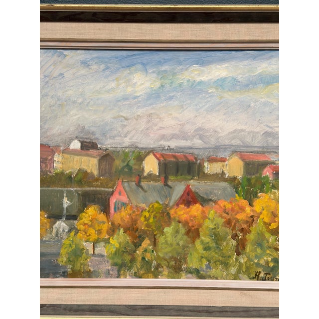 Hedvig Tegnér, Cityscape in Autumn Colors, 1950s, Oil on Canvas, Framed For Sale - Image 4 of 18