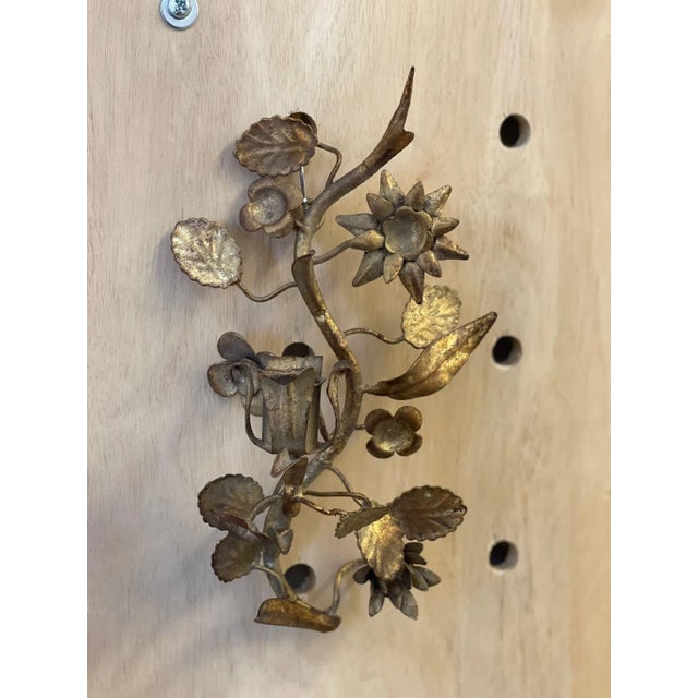 Vintage Decorative Candle Holder Sconce With Floral Design. For Sale - Image 4 of 7