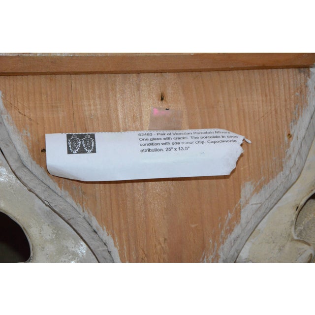 Pair of Antonibon Ceramic Hand Painted Mirrors With Etched Glass For Sale - Image 9 of 11