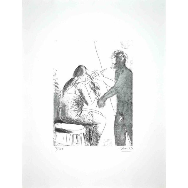 Giacomo Manzú, Nude In the Atelier, Edition of 125, 1968, Etching For Sale