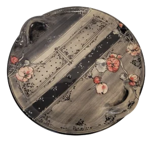 Ceramic Tray with Floral Motifs from Poterie Galtié, France, 1980s