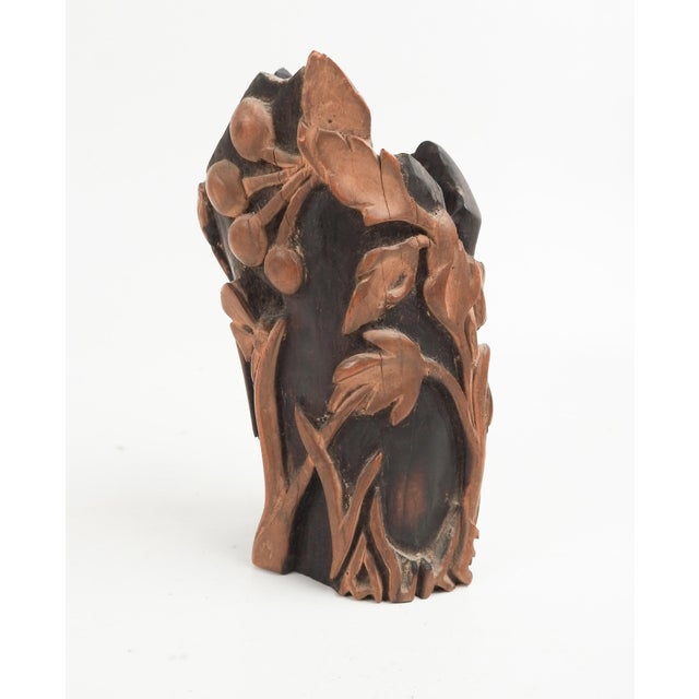Early 20th Century Vintage Folk Art Hand Carved Brush or Pen Holder Fruit and Foliage For Sale - Image 5 of 7