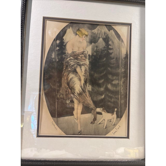 Louis Icart Louis Icart Etching Print "Dog Bite " Signed and Framed For Sale - Image 4 of 11