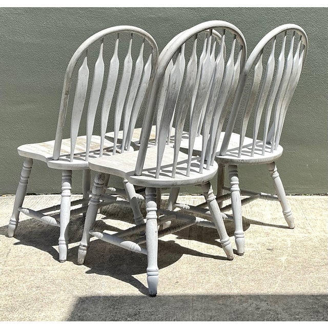 Late 20th Century Vintage Farmhouse Style Windsor Chairs - Set of 4 For Sale - Image 5 of 12