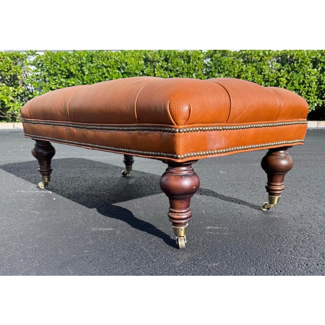 English Lillian August Tufted Cocktail Ottoman For Sale - Image 3 of 8