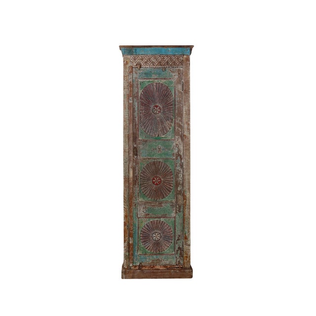 2020s Armoire Constructed From an Antique Indian Painted Teakwood Door and Elements For Sale - Image 5 of 7