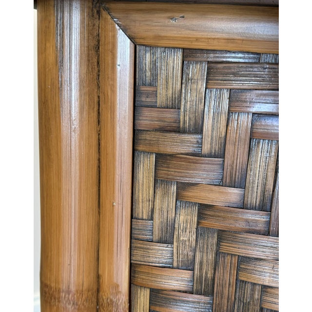 Vintage Coastal Rattan & Bamboo Nightstands - A Pair For Sale - Image 12 of 12