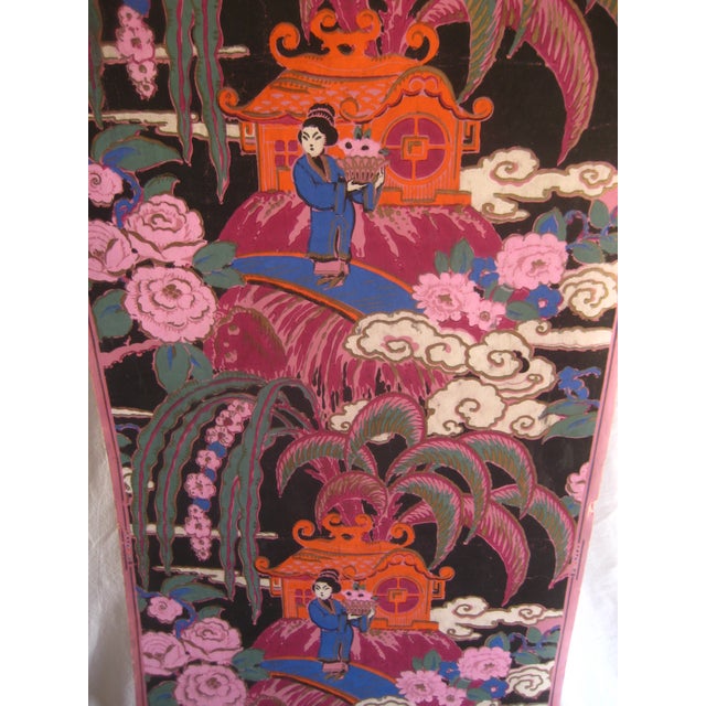 Japonisme Hand Painted French Japonism Style Wall Paper 66 Feet For Sale - Image 3 of 13