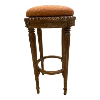Swivel Bar Stool With Distressed Finish For Sale