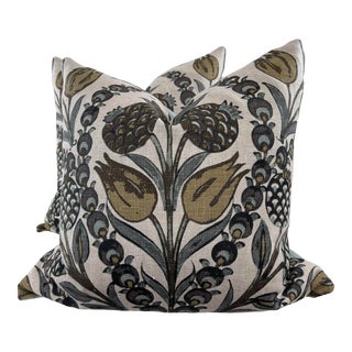 Thibaut "Corneila" in Grey/Gold 22" Pillows-A Pair For Sale