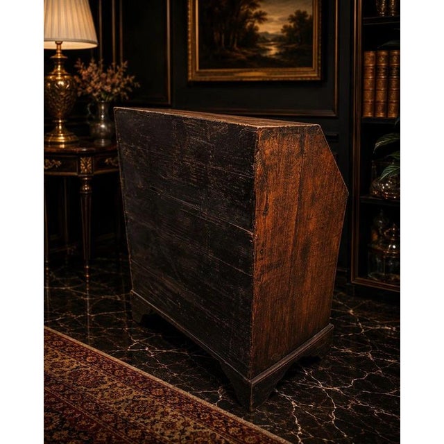 18th Century Carved Oak Fall-Front Bureau with Fitted Interior, 1760 For Sale - Image 9 of 10